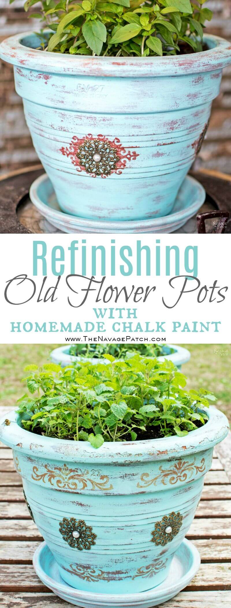 Chalk Paint Creates Antique Charm in Pots | DIY Painted Garden Decoration Ideas