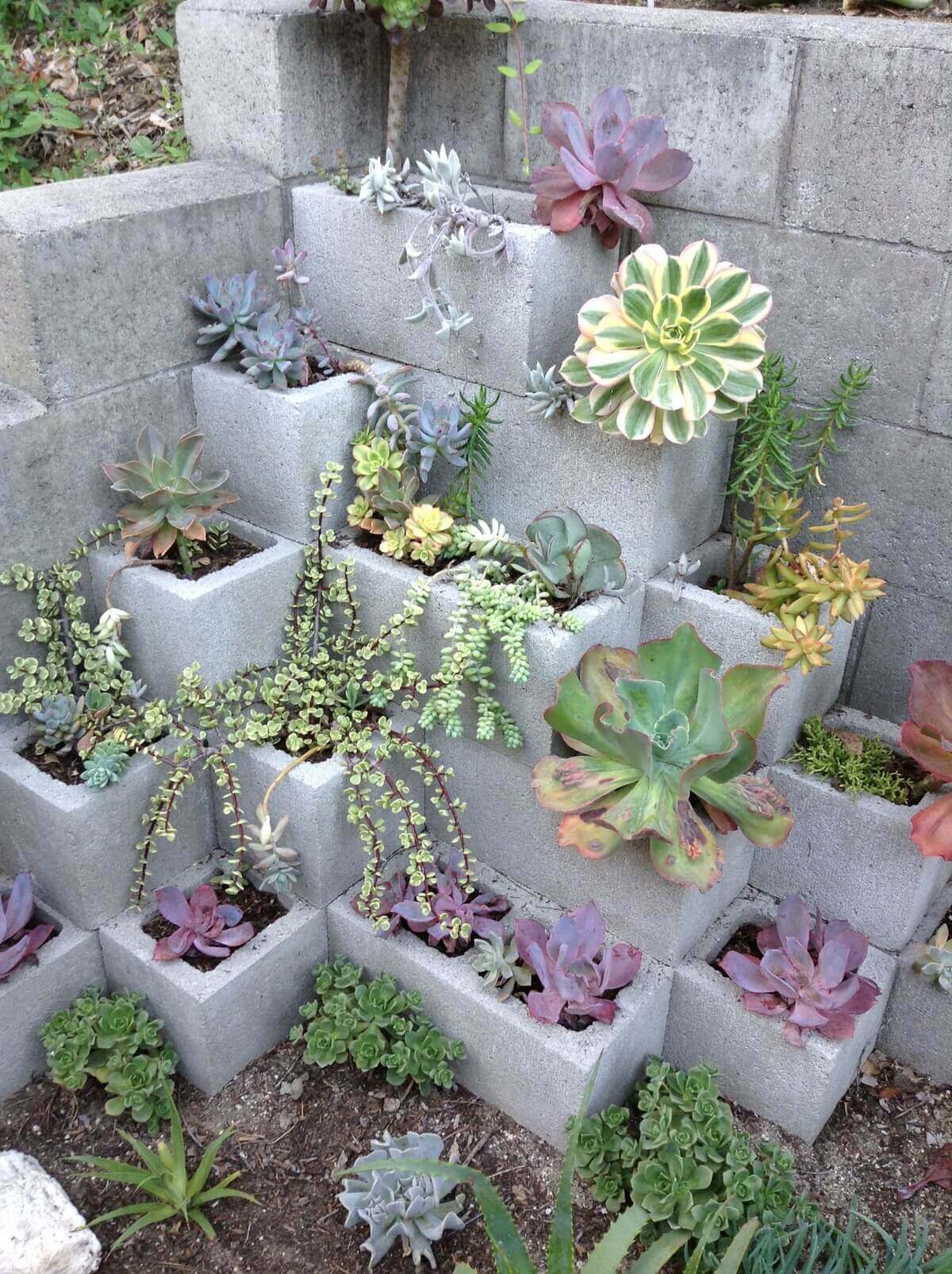 Concrete Block Corner Garden Planter