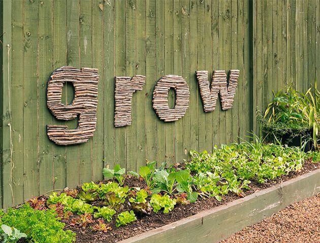 Wall Letters Created with Twigs | Funny DIY Garden Sign Ideas