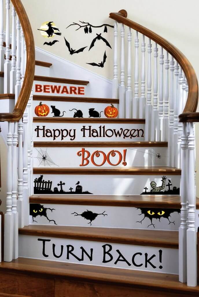 Staircase Decorations Add Cool Feel | DIY Indoor Halloween Decorating Ideas