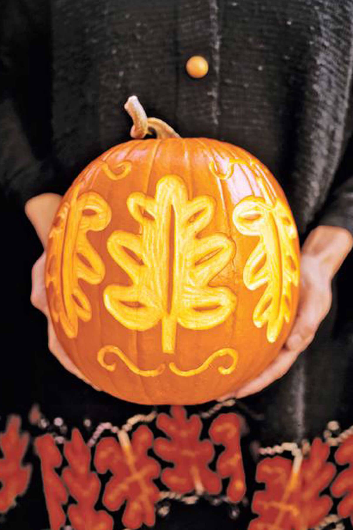 DIY Pumpkin Carving Ideas: Fall Floral Prints