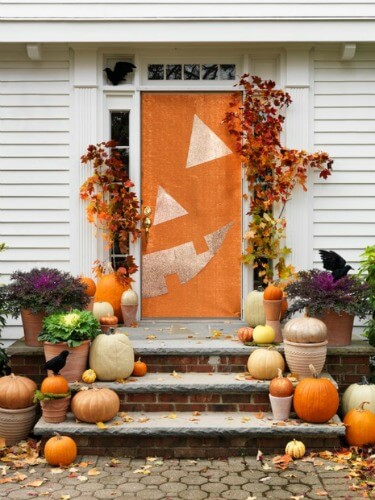 Halloween Door Decoration Ideas: Half a Pumpkin Halloween Door Idea