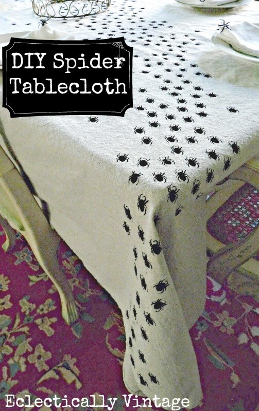 Spiders Swarm on This Tablecloth | DIY Indoor Halloween Decorating Ideas