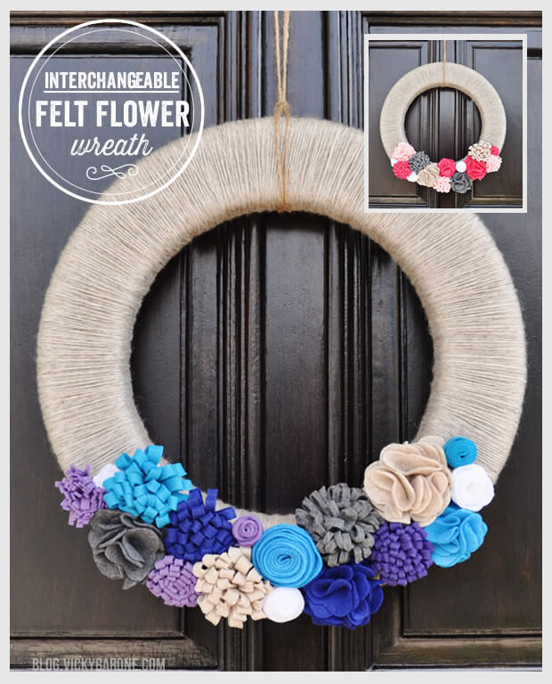 Interchangeable Felt Flower Wreath
