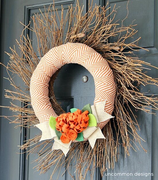 Fabric and Felt DIY Fall Wreath