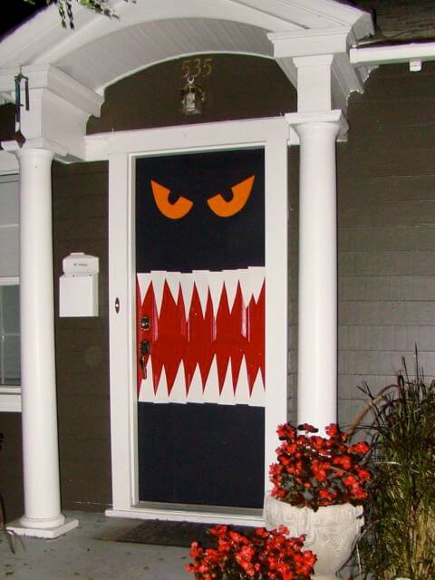 Halloween Door Decoration Ideas: Hungry Monster Halloween Door Decor