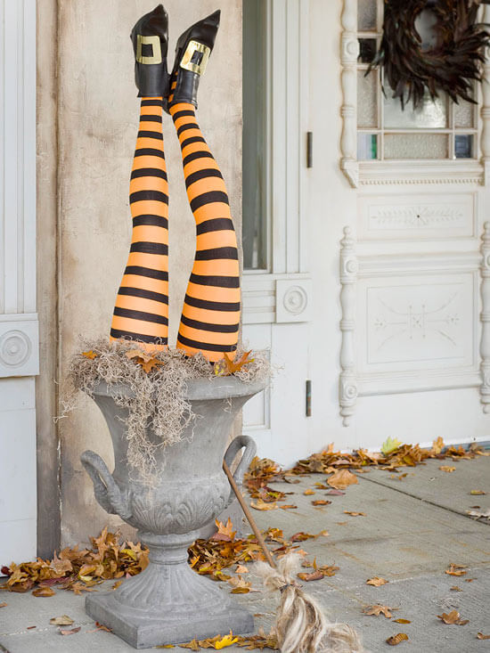 Halloween Door Decoration Ideas: The Up-Side-Down Witch