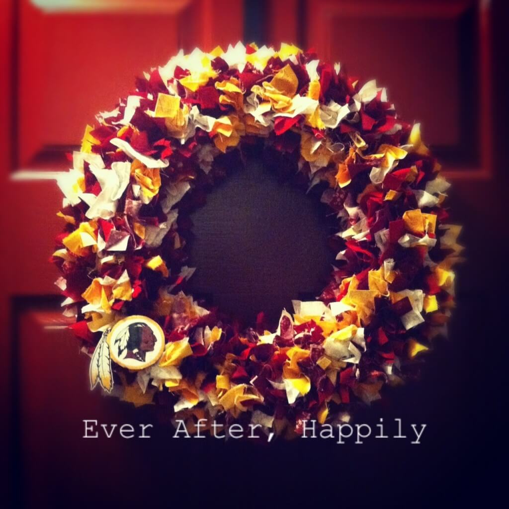 Fall Rag Wreath for Redskin Fans