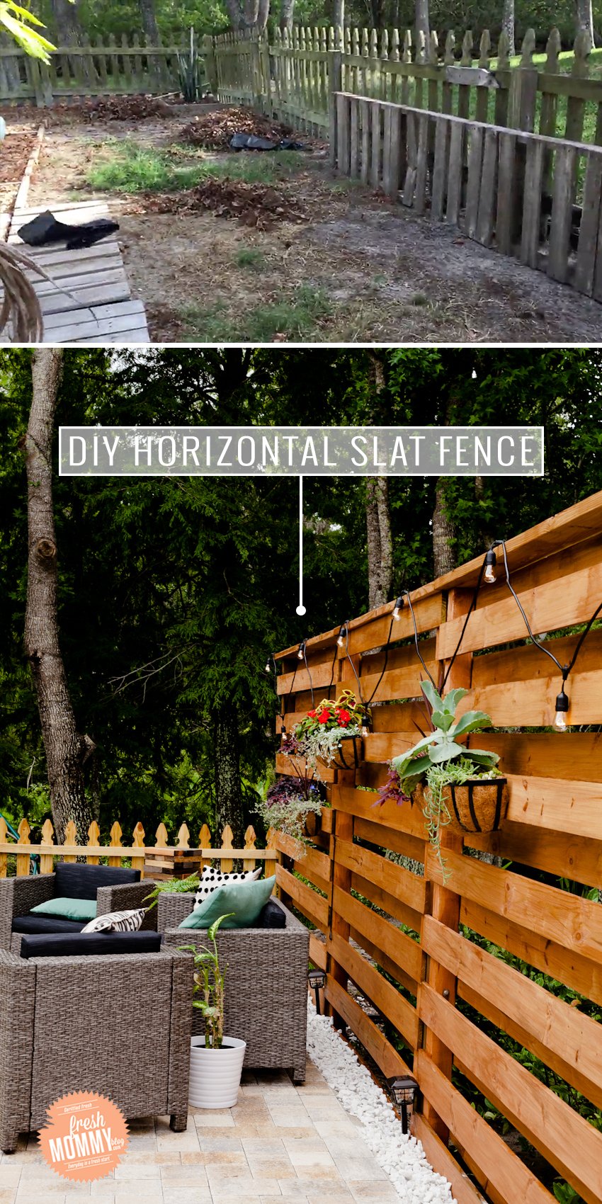 DIY Fence ideas: Horizontal Slat Fence
