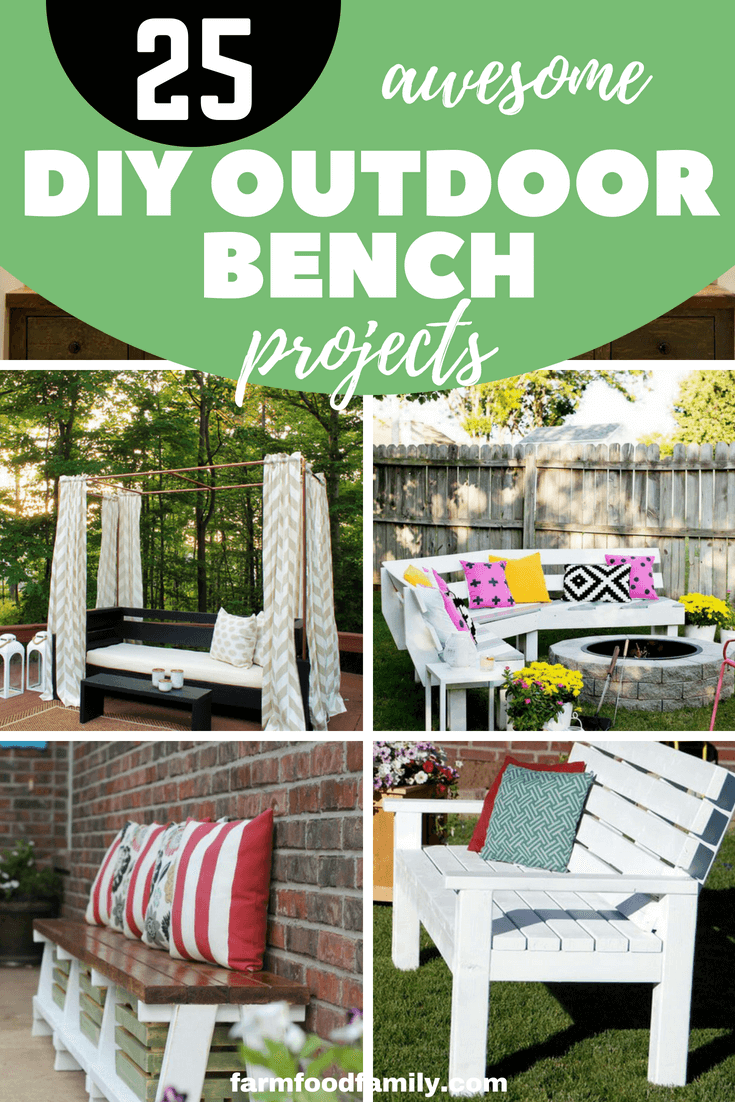 Check out 25+ Simple DIY Outdoor Bench Ideas For Your backyard #outdoor #diy #backyard #farmfoodfamily