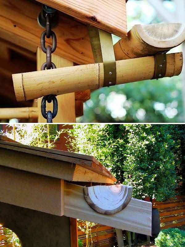 Bamboo Rain Gutters | Stunning Bamboo Craft Projects | FarmFoodFamily.com