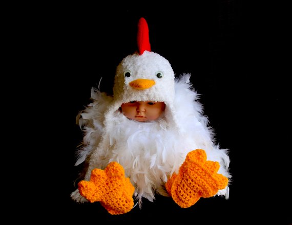 Crochet Chicken Costume | Animal Halloween Costumes for Kids, Adults - FarmFoodFamily.com