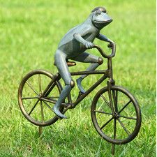 Frog on Bicycle Garden Statue | Bicycle Garden Planter Ideas For Backyards | FarmFoodFamily