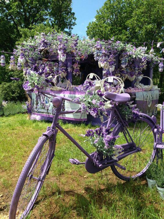 Lavender Bicycle | Bicycle Garden Planter Ideas For Backyards | FarmFoodFamily