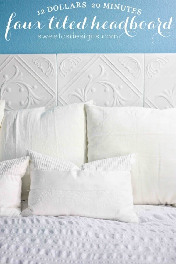 Faux Tiled Headboard | DIY Headboard Decoration Ideas for Bedroom
