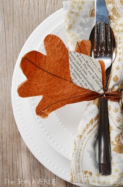 DIY Napkin ring | DIY Fall-Inspired Home Decorations With Leaves - FarmFoodFamily
