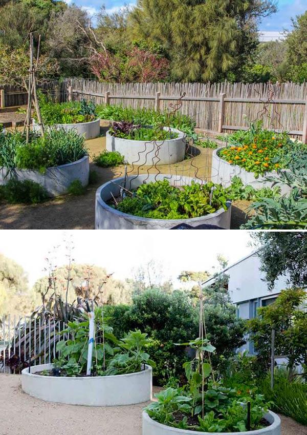 Pipe Garden Bed | Cool Round Garden Bed Ideas For Landscape Design - FarmFoodFamily.com #raisedgarden #raisedgardenbed #gardenbed