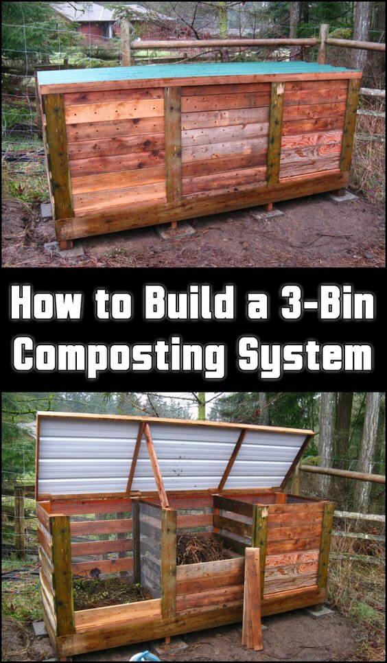 Build 3-bin Composting system | Easy Compost Bins You Can DIY On Very Low Budget - FarmFoodFamily.com