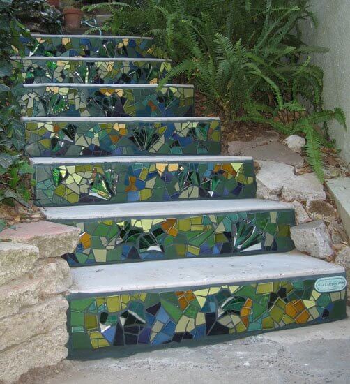 Mosaic Garden Stair | Creative Garden Step & Stair Ideas | FarmFoodFamily