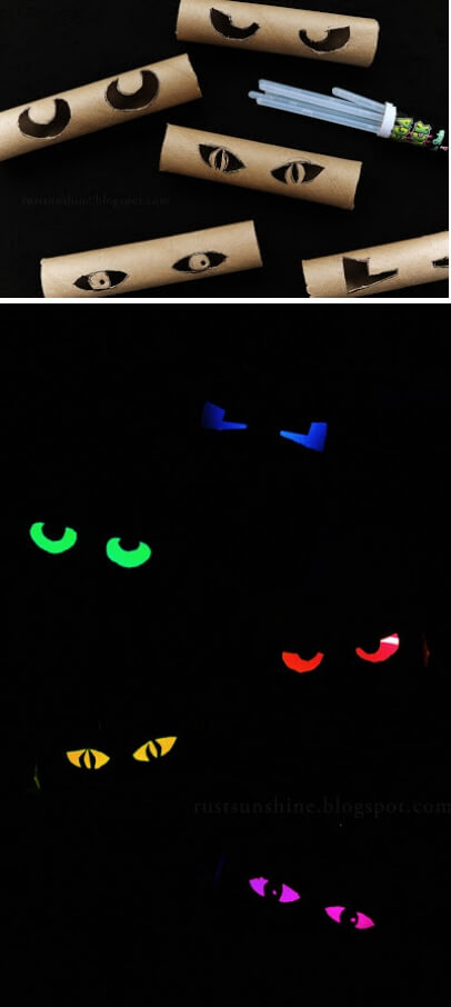 Glowing Eyes | Last-Minute Halloween Crafts and Hacks | FarmFoodFamily.com