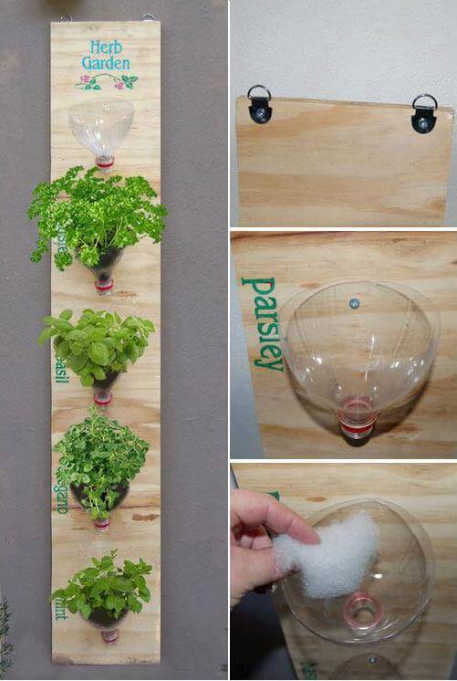 Plastic Bottle Herb Garden | Creative Plastic Bottle Vertical Garden Ideas - FarmFoodFamily.com