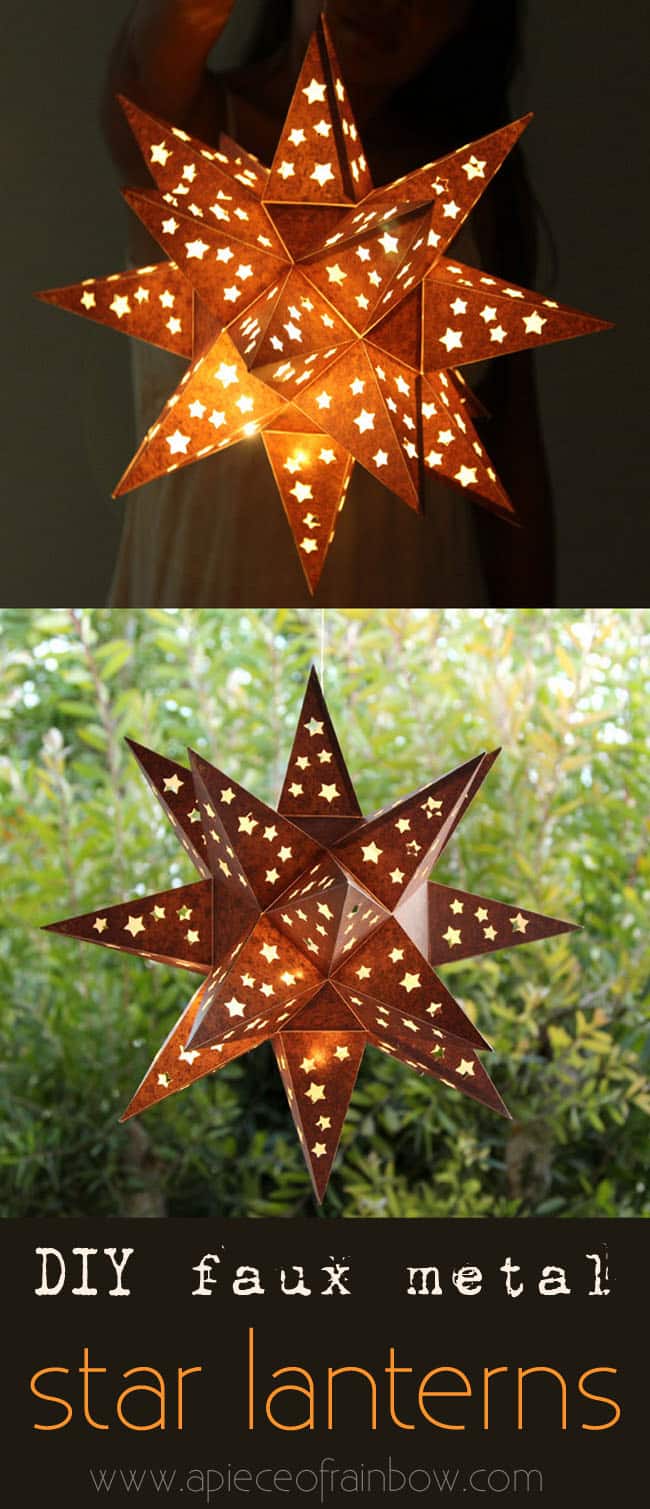 DIY Faux Metal Star Lantern | Creative DIY Garden Lantern Ideas - FarmFoodFamily.com