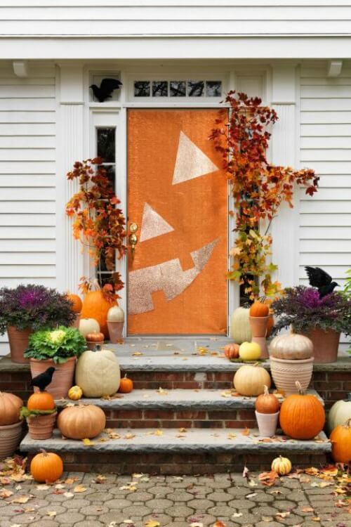 Turn door into a Jack-o-Lantern | Spooky DIY Halloween Entrance (Entryway) Ideas | FarmFoodFamily