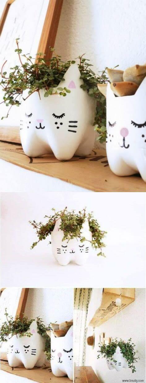 Cute Flower Pots | Creative Plastic Bottle Vertical Garden Ideas - FarmFoodFamily.com