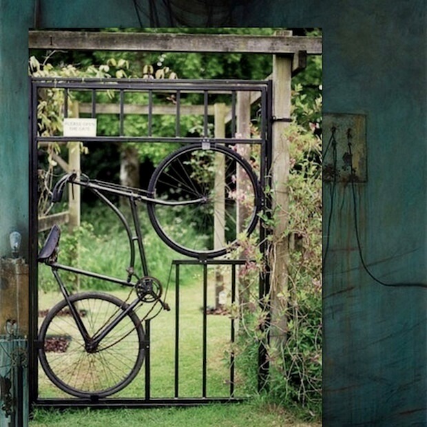 Bicycle gate | Bicycle Garden Planter Ideas For Backyards | FarmFoodFamily
