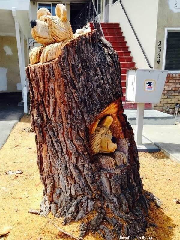 24 tree stump sculptures