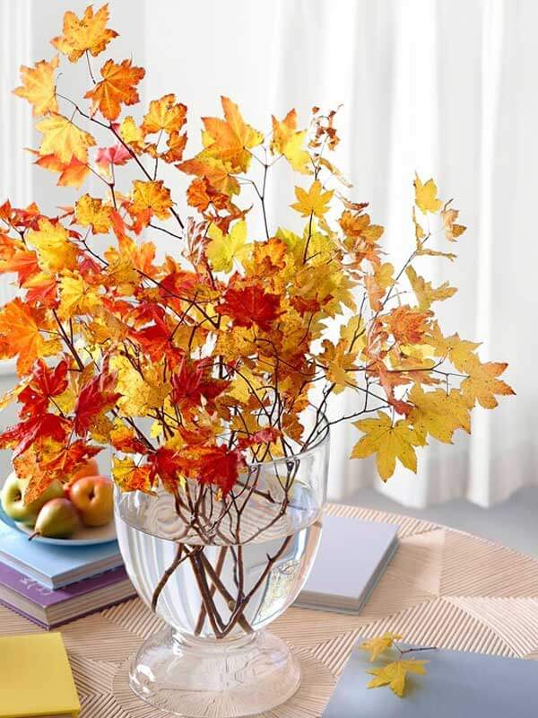 Fall Leaves Vase | DIY Fall-Inspired Home Decorations With Leaves - FarmFoodFamily