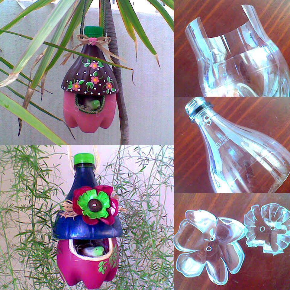 Plastic Bird House | Creative Plastic Bottle Vertical Garden Ideas - FarmFoodFamily.com