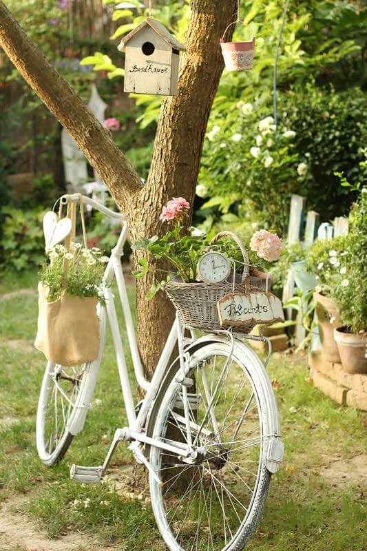 Romantic Bicycle Wedding | Bicycle Garden Planter Ideas For Backyards | FarmFoodFamily