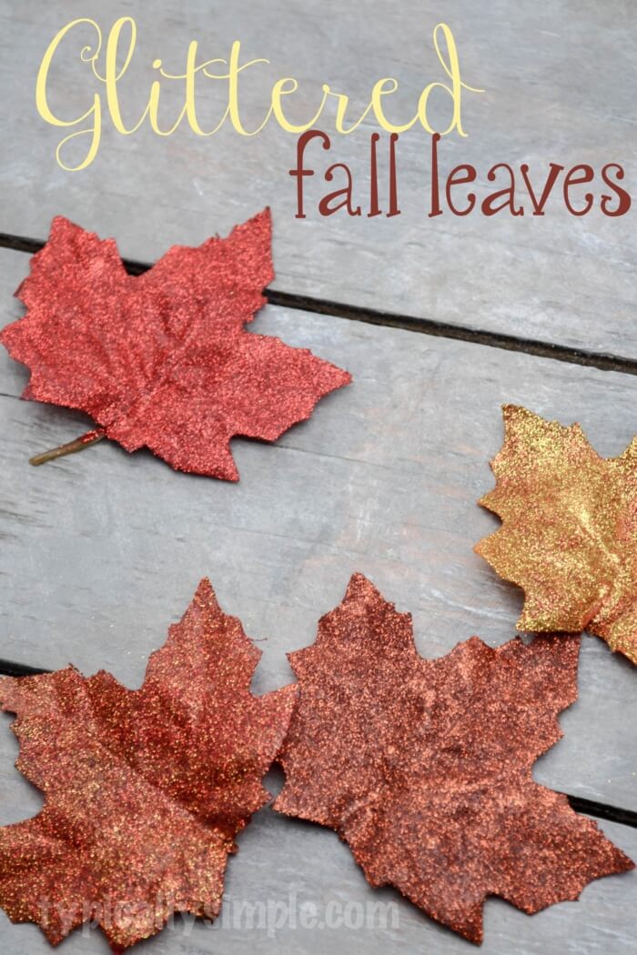 Glittered fall leaves DIY | DIY Fall-Inspired Home Decorations With Leaves - FarmFoodFamily