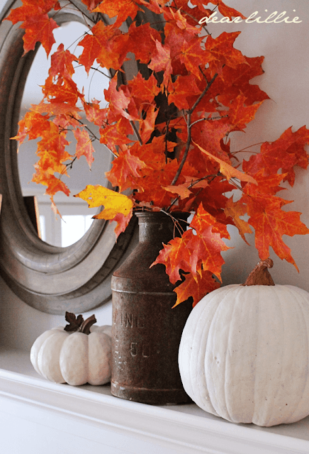 Upgrade fall mantel | DIY Fall-Inspired Home Decorations With Leaves - FarmFoodFamily
