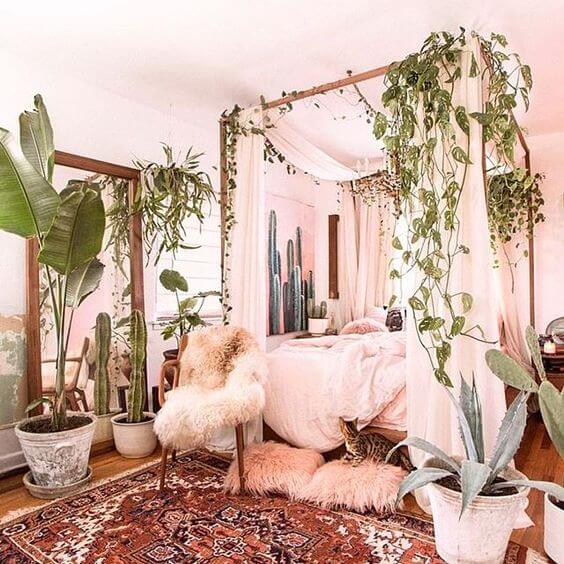 Bedroom filled with plants | Garden Theme Bedroom Ideas