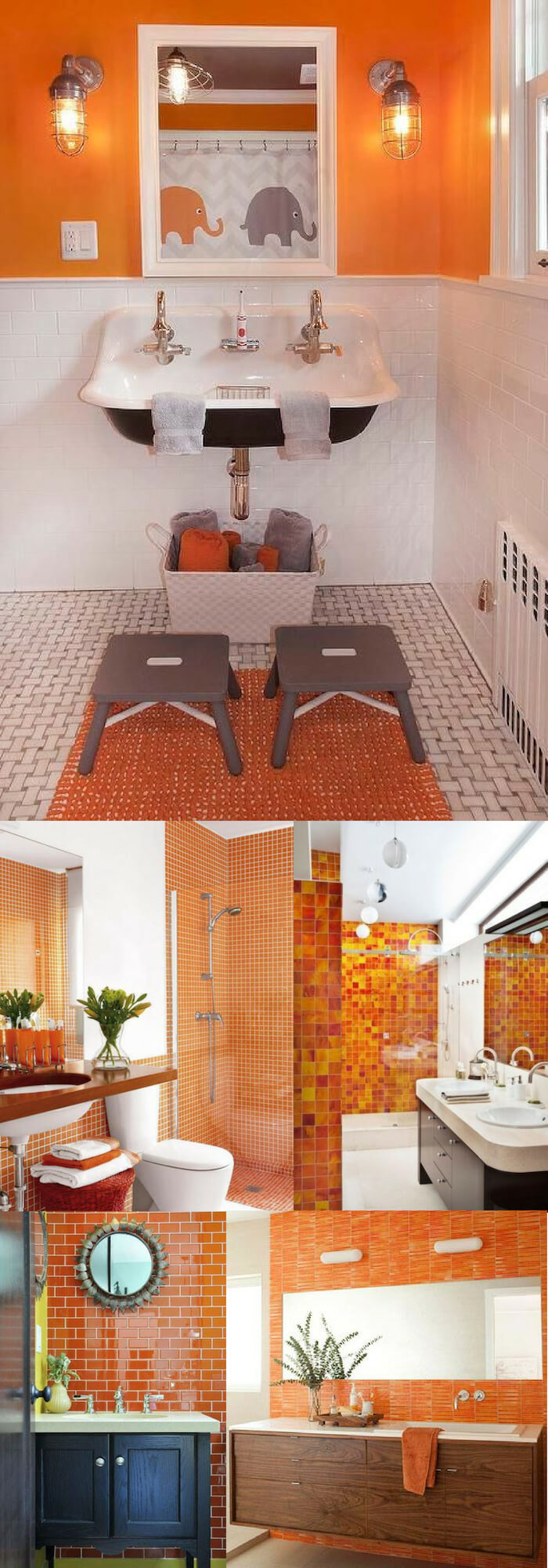 Orange Wall | Unique Wall Tile Ideas for Bathroom Design