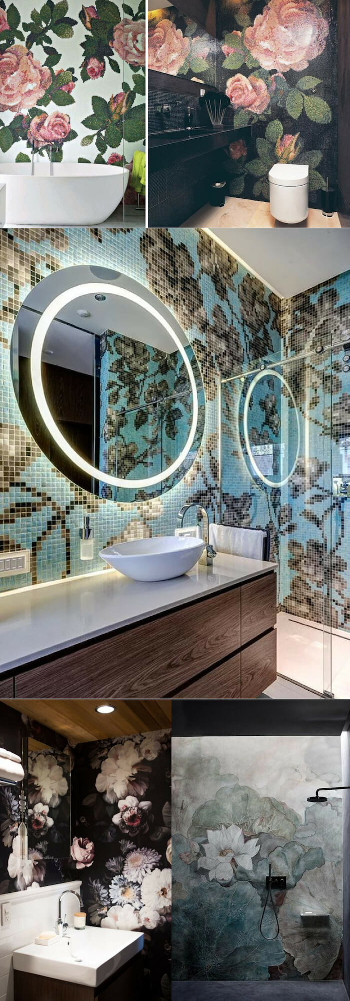 Flower wall | Unique Wall Tile Ideas for Bathroom Design