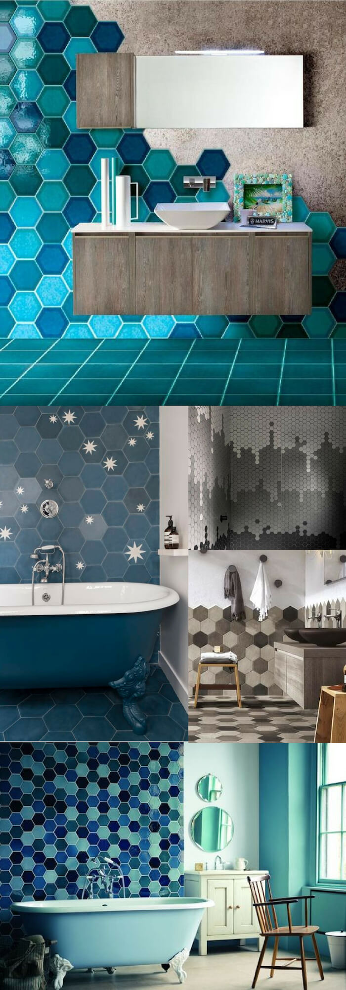 Hexagon wall | Unique Wall Tile Ideas for Bathroom Design