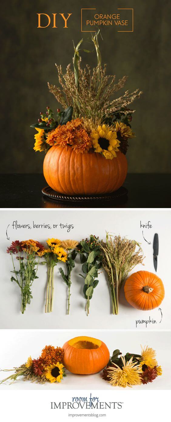 DIY Orange Pumpkin Vase | Best Thanksgiving Centerpieces