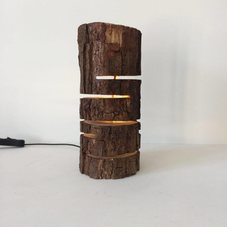 Wood Log Lamp | DIY Wood Tree Log Decor Ideas - FarmFoodFamily.com