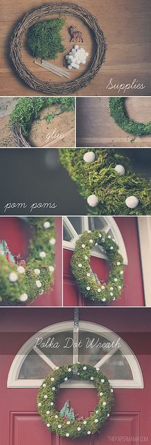 Polka Dot Wreath | Creative, Easy, and Inexpensive Christmas Wreaths | Farmfoodfamily.com