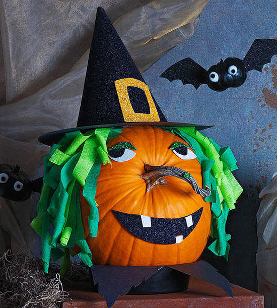 Witch Pumpkin | No-Carve Pumpkin Decorating Ideas For This Halloween