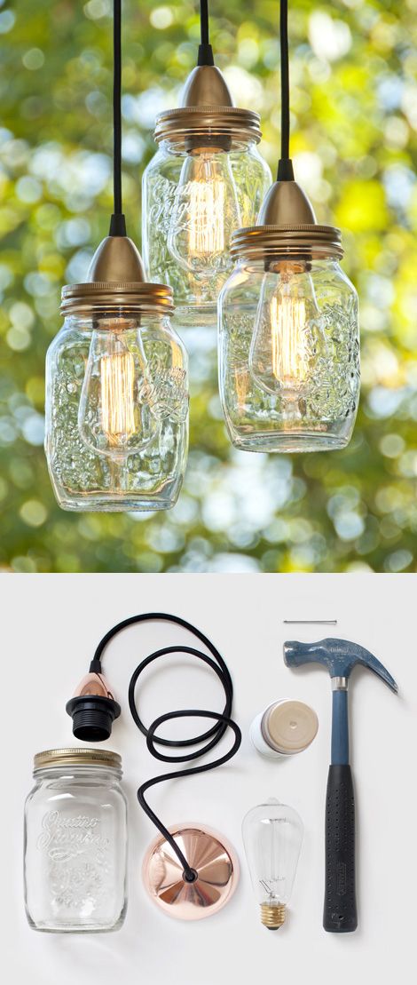 Jars lamp shades | Homemade Decorative Lamp Shade Ideas | FarmFoodFamily