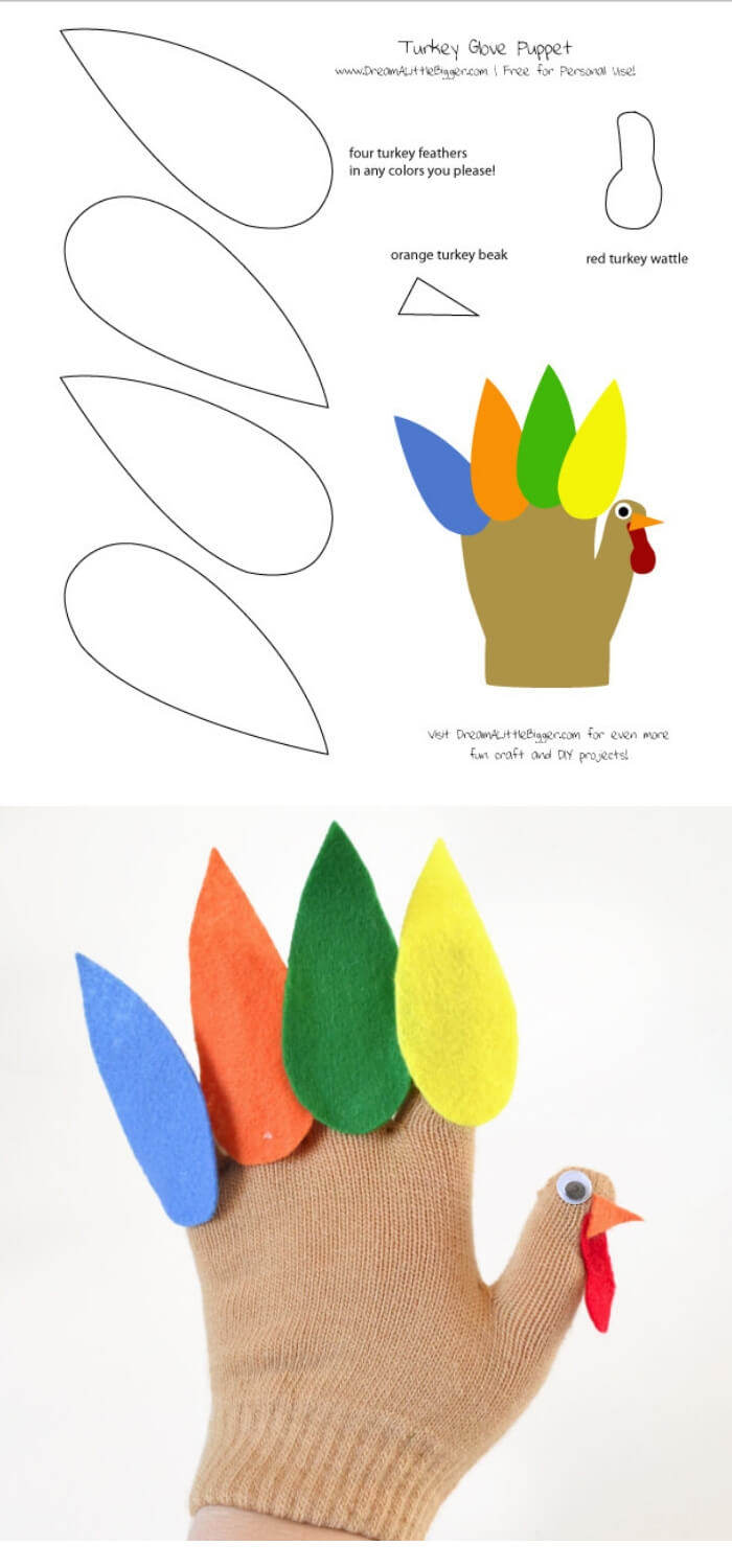 Turkey Glove Puppet | Simple Ideas for Kids' Crafts for Thanksgiving - FarmFoodFamily.com