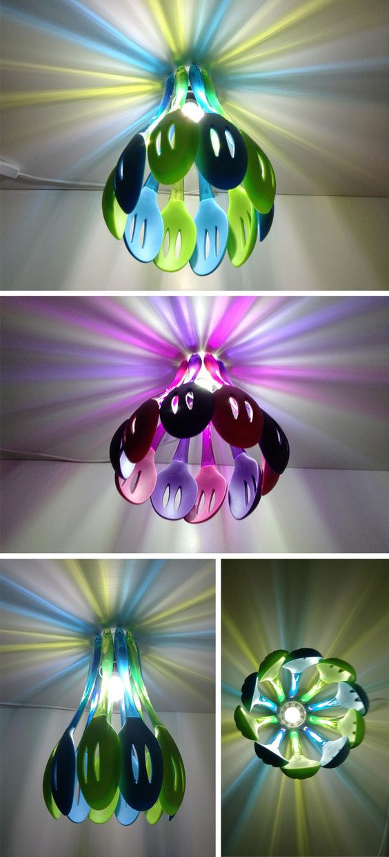 Color spoon lamp shades | Homemade Decorative Lamp Shade Ideas | FarmFoodFamily