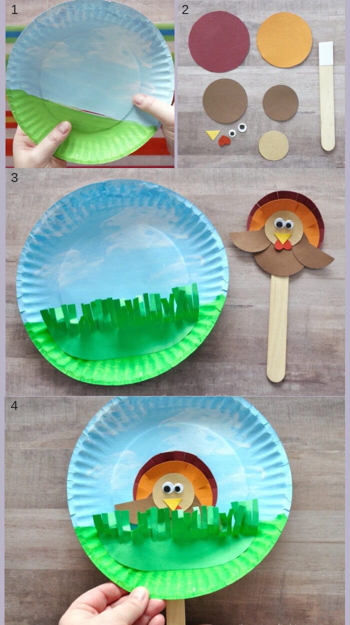 Hiding turkey puppet craft | Simple Ideas for Kids' Crafts for Thanksgiving - FarmFoodFamily.com