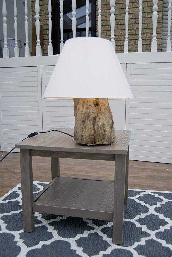 Wooden Lamp | DIY Wood Tree Log Decor Ideas - FarmFoodFamily.com