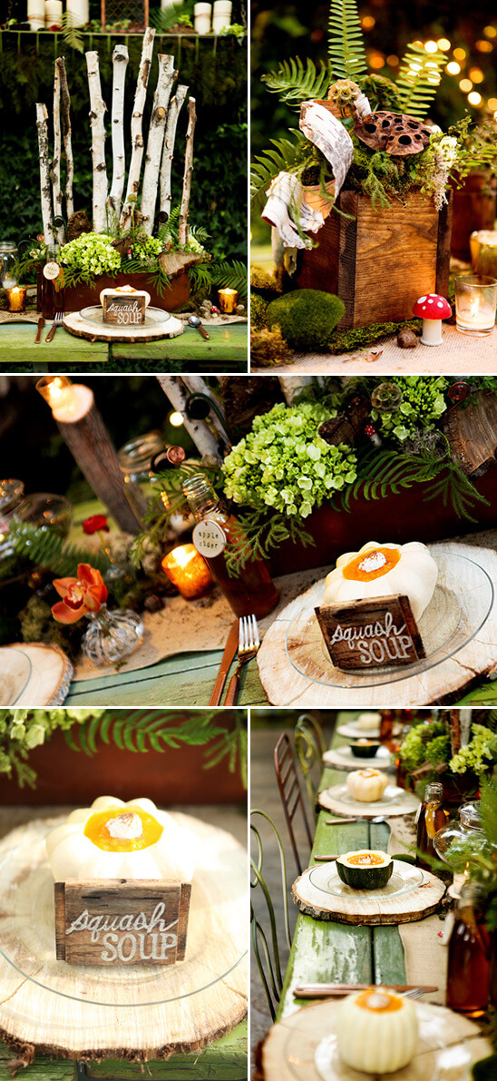 Woodland wedding | DIY Wood Tree Log Decor Ideas - FarmFoodFamily.com