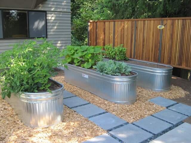Galvanized tubs | How to Build a Raised Vegetable Garden Bed | 39+ Simple & Cheap Raised Vegetable Garden Bed Ideas - farmfoodfamily.com